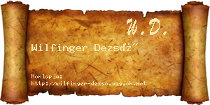 Wilfinger Dezső névjegykártya